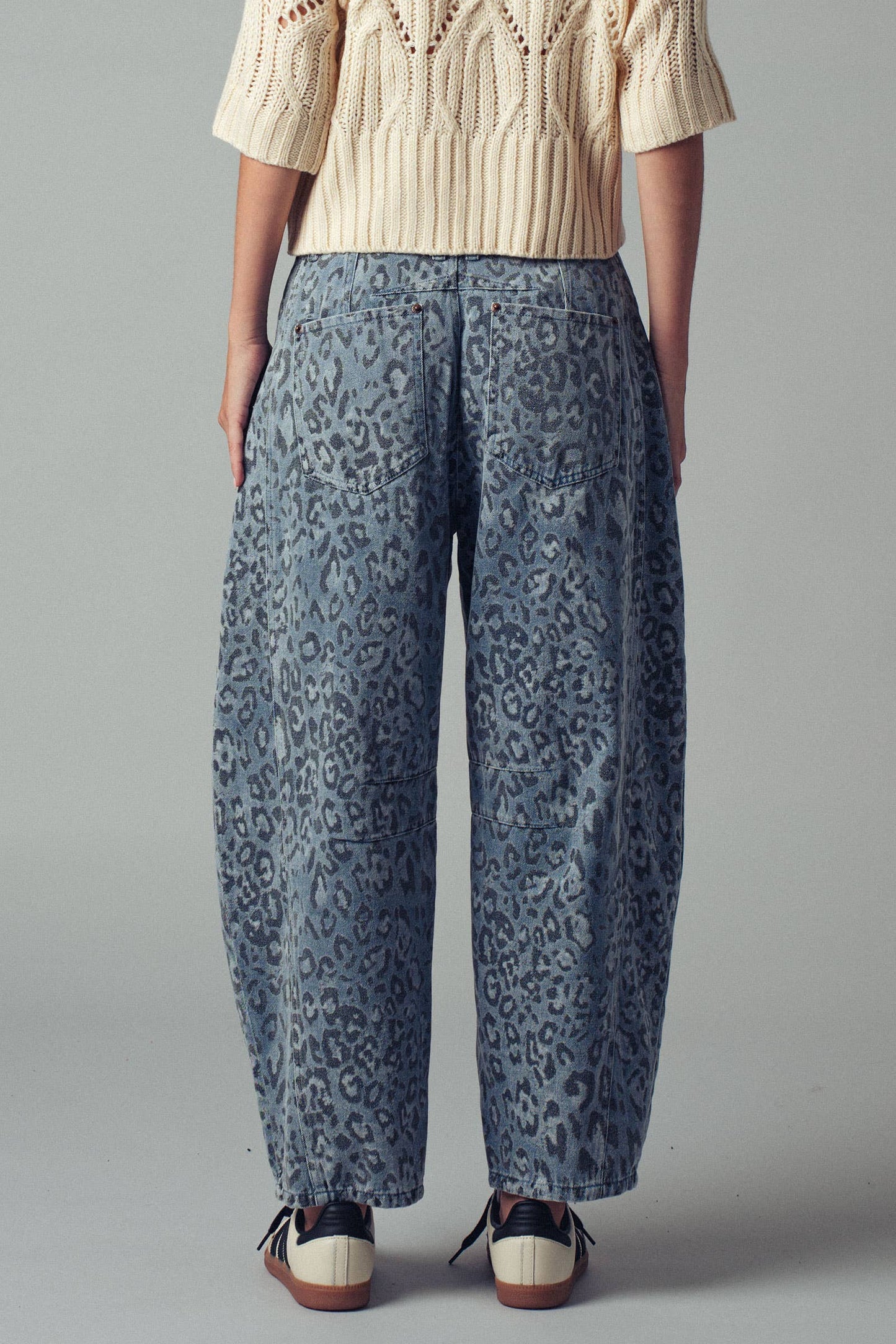 Leopard Print Relaxed Straight Denim Pants