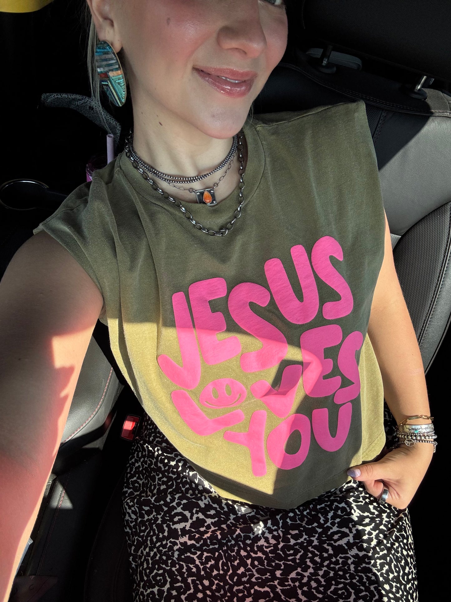 Smiley Jesus Loves You Puff Tank