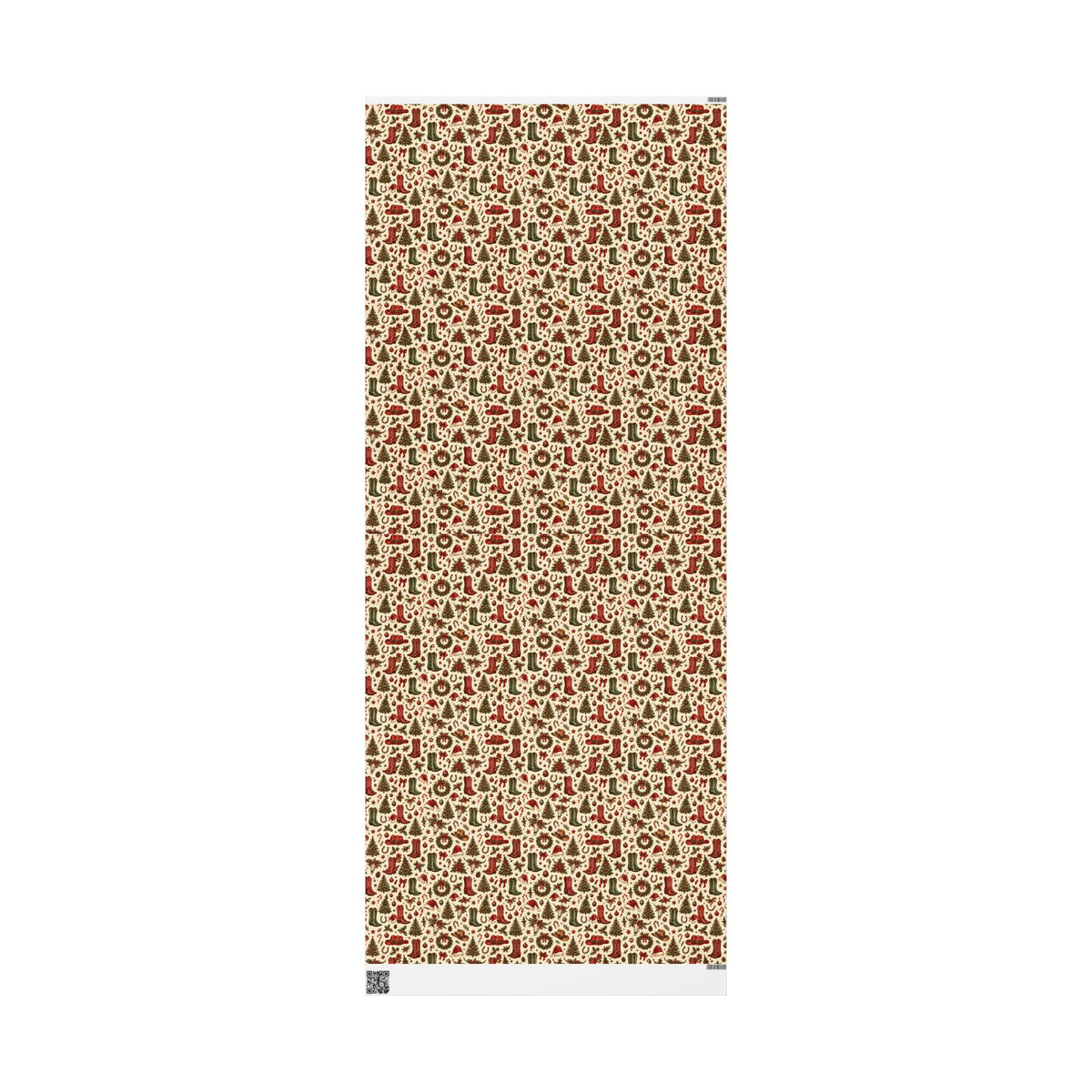 Western Christmas Wrapping Paper — Red & Green Cowboy Holiday Gift Wrap