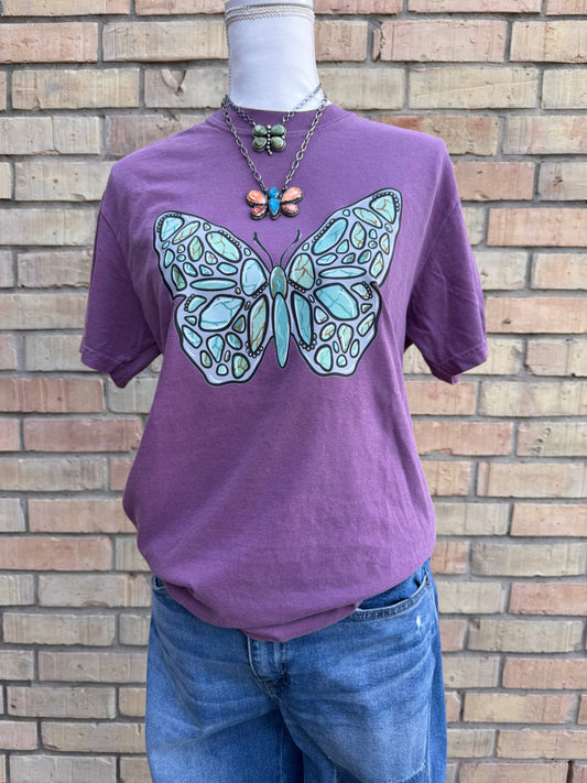 Turquoise Butterfly Tee