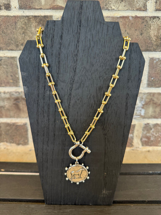 Horse Money Necklace, Gold
