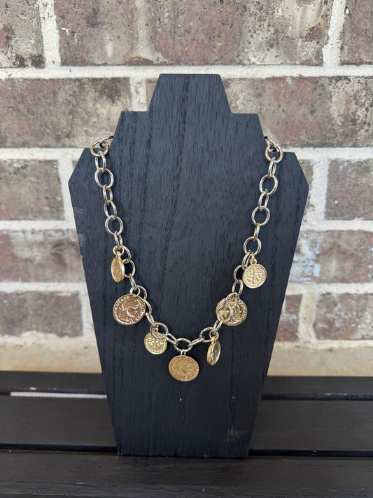 Mixed Metal Coin Necklace