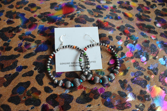 Navajo Pearl Rainbow Hoops